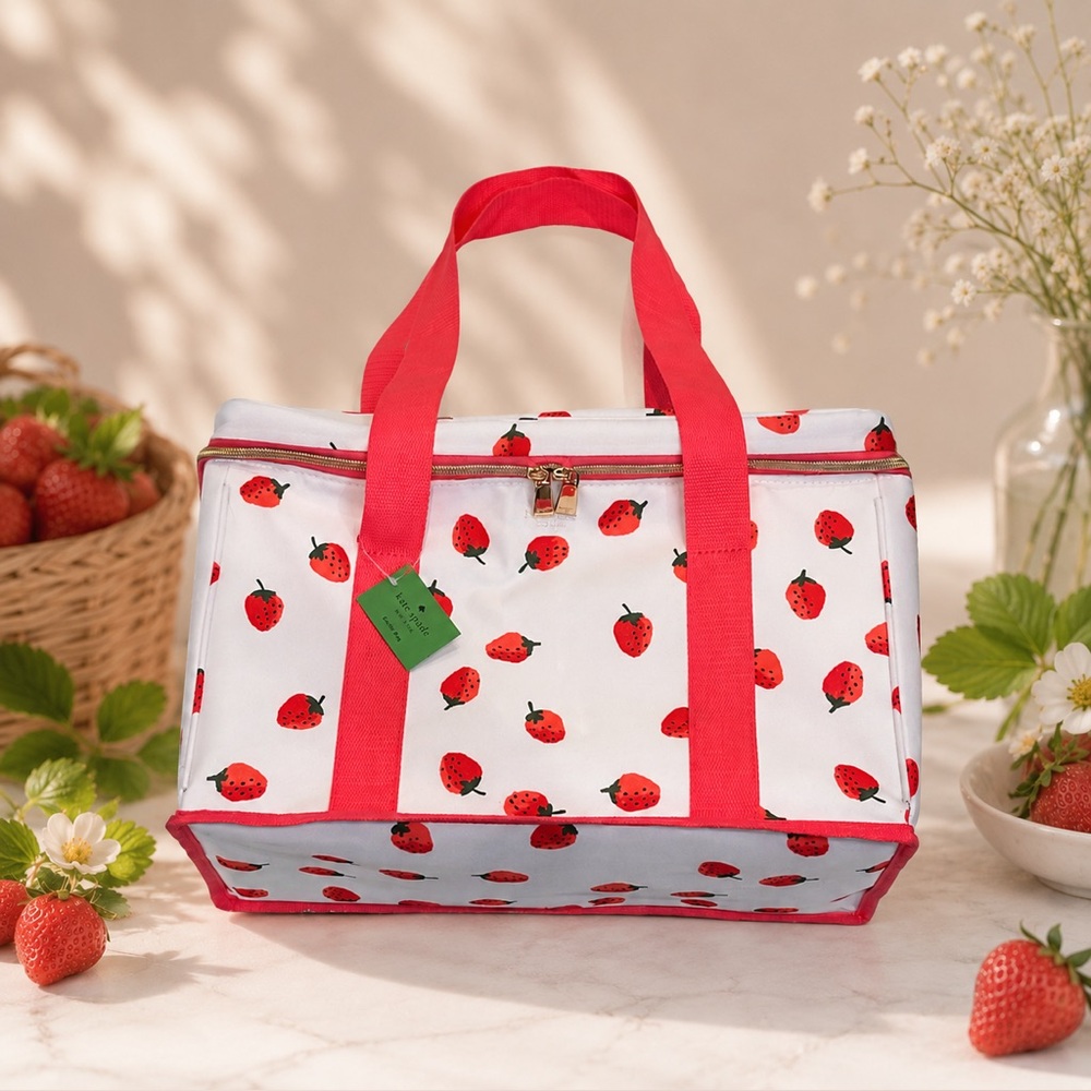 *New* Kate Spade Pink Strawberry Patterned Cooler Bag